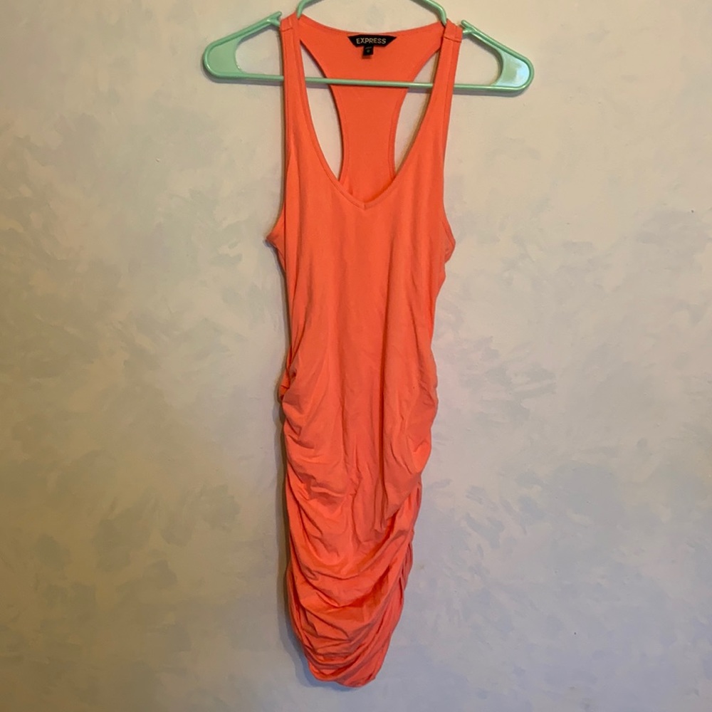 Express Ruched Bodycon Dress Pink